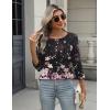 Zeagoo 3/4 Length Sleeve Women Tops Crew Neck Blouses Dressy Casual Summer T Shirts Loose Fit Business Work Clothes(Sf31-pink Flower)