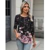 Zeagoo 3/4 Length Sleeve Women Tops Crew Neck Blouses Dressy Casual Summer T Shirts Loose Fit Business Work Clothes(Sf31-pink Flower)