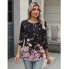 Zeagoo 3/4 Length Sleeve Women Tops Crew Neck Blouses Dressy Casual Summer T Shirts Loose Fit Business Work Clothes(Sf31-pink Flower)