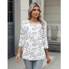 Zeagoo 3/4 Length Sleeve Women Tops Crew Neck Blouses Dressy Casual Summer T Shirts Loose Fit Business Work Clothes(Sp106-leaves)