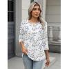 Zeagoo 3/4 Length Sleeve Women Tops Crew Neck Blouses Dressy Casual Summer T Shirts Loose Fit Business Work Clothes(Sp106-leaves)