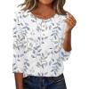 Zeagoo 3/4 Length Sleeve Women Tops Crew Neck Blouses Dressy Casual Summer T Shirts Loose Fit Business Work Clothes(Sp106-leaves)