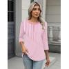 Zeagoo 3/4 Length Sleeve Women Tops Crew Neck Blouses Dressy Casual Summer T Shirts Loose Fit Business Work Clothes(Tz300-pink)