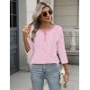 Zeagoo 3/4 Length Sleeve Women Tops Crew Neck Blouses Dressy Casual Summer T Shirts Loose Fit Business Work Clothes(Tz300-pink)