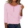 Zeagoo 3/4 Length Sleeve Women Tops Crew Neck Blouses Dressy Casual Summer T Shirts Loose Fit Business Work Clothes(Tz300-pink)