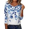 Zeagoo 3/4 Length Sleeve Women Tops Crew Neck Blouses Dressy Casual Summer T Shirts Loose Fit Business Work Clothes(Wf41-blue Leaves)