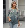 Zeagoo 3/4 Length Sleeve Women Tops Crew Neck Blouses Dressy Casual Summer T Shirts Loose Fit Business Work Clothes(Wf71-grey)