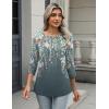 Zeagoo 3/4 Length Sleeve Women Tops Crew Neck Blouses Dressy Casual Summer T Shirts Loose Fit Business Work Clothes(Wf71-grey)