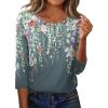 Zeagoo 3/4 Length Sleeve Women Tops Crew Neck Blouses Dressy Casual Summer T Shirts Loose Fit Business Work Clothes(Wf71-grey)