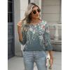 Zeagoo 3/4 Length Sleeve Women Tops Crew Neck Blouses Dressy Casual Summer T Shirts Loose Fit Business Work Clothes(Wf71-grey)