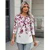 Zeagoo 3/4 Length Sleeve Women Tops Crew Neck Blouses Dressy Casual Summer T Shirts Loose Fit Business Work Clothes(Wf74-purple Leaves)