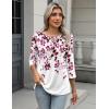 Zeagoo 3/4 Length Sleeve Women Tops Crew Neck Blouses Dressy Casual Summer T Shirts Loose Fit Business Work Clothes(Wf74-purple Leaves)