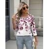 Zeagoo 3/4 Length Sleeve Women Tops Crew Neck Blouses Dressy Casual Summer T Shirts Loose Fit Business Work Clothes(Wf74-purple Leaves)