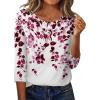 Zeagoo 3/4 Length Sleeve Women Tops Crew Neck Blouses Dressy Casual Summer T Shirts Loose Fit Business Work Clothes(Wf74-purple Leaves)