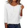 Zeagoo 3/4 Length Sleeve Women Tops Crew Neck Blouses Dressy Casual Summer T Shirts Loose Fit Business Work Clothes(White)