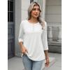 Zeagoo 3/4 Length Sleeve Women Tops Crew Neck Blouses Dressy Casual Summer T Shirts Loose Fit Business Work Clothes(White)