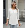 Zeagoo 3/4 Length Sleeve Women Tops Crew Neck Blouses Dressy Casual Summer T Shirts Loose Fit Business Work Clothes(White)