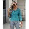 Zeagoo 3/4 Length Sleeve Women Tops Crew Neck Blouses Dressy Casual Summer T Shirts Loose Fit Business Work Clothes(Xh363-green)