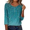 Zeagoo 3/4 Length Sleeve Women Tops Crew Neck Blouses Dressy Casual Summer T Shirts Loose Fit Business Work Clothes(Xh363-green)