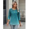 Zeagoo 3/4 Length Sleeve Women Tops Crew Neck Blouses Dressy Casual Summer T Shirts Loose Fit Business Work Clothes(Xh363-green)