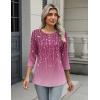 Zeagoo 3/4 Length Sleeve Women Tops Crew Neck Blouses Dressy Casual Summer T Shirts Loose Fit Business Work Clothes(Xh370-purple)