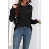 Zeagoo Fall Sweaters for Women 2025 Casual Crewneck Knit Long Sleeve Loose Pullover Sweater Outfits Tops(Black)