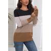 Zeagoo Fall Sweaters for Women 2025 Casual Crewneck Knit Long Sleeve Loose Pullover Sweater Outfits Tops(Black Brown Striped)