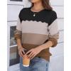Zeagoo Fall Sweaters for Women 2025 Casual Crewneck Knit Long Sleeve Loose Pullover Sweater Outfits Tops(Black Brown Striped)
