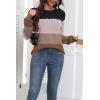 Zeagoo Fall Sweaters for Women 2025 Casual Crewneck Knit Long Sleeve Loose Pullover Sweater Outfits Tops(Black Brown Striped)