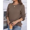 Zeagoo Fall Sweaters for Women 2025 Casual Crewneck Knit Long Sleeve Loose Pullover Sweater Outfits Tops(Brown)