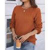 Zeagoo Fall Sweaters for Women 2025 Casual Crewneck Knit Long Sleeve Loose Pullover Sweater Outfits Tops(Caramel)