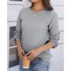 Zeagoo Fall Sweaters for Women 2025 Casual Crewneck Knit Long Sleeve Loose Pullover Sweater Outfits Tops(Gray)