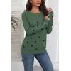 Zeagoo Fall Sweaters for Women 2025 Casual Crewneck Knit Long Sleeve Loose Pullover Sweater Outfits Tops(Green Polka Dot)
