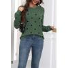 Zeagoo Fall Sweaters for Women 2025 Casual Crewneck Knit Long Sleeve Loose Pullover Sweater Outfits Tops(Green Polka Dot)