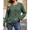 Zeagoo Fall Sweaters for Women 2025 Casual Crewneck Knit Long Sleeve Loose Pullover Sweater Outfits Tops(Green Polka Dot)