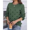 Zeagoo Fall Sweaters for Women 2025 Casual Crewneck Knit Long Sleeve Loose Pullover Sweater Outfits Tops(Green Polka Dot)