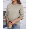 Zeagoo Fall Sweaters for Women 2025 Casual Crewneck Knit Long Sleeve Loose Pullover Sweater Outfits Tops(Khaki)