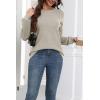 Zeagoo Fall Sweaters for Women 2025 Casual Crewneck Knit Long Sleeve Loose Pullover Sweater Outfits Tops(Khaki)