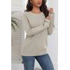 Zeagoo Fall Sweaters for Women 2025 Casual Crewneck Knit Long Sleeve Loose Pullover Sweater Outfits Tops(Khaki)