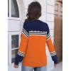 Zeagoo Fall Sweaters for Women 2025 Casual Crewneck Knit Long Sleeve Loose Pullover Sweater Outfits Tops(Orange Striped)