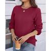 Zeagoo Fall Sweaters for Women 2025 Casual Crewneck Knit Long Sleeve Loose Pullover Sweater Outfits Tops(Wine Red)