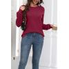 Zeagoo Fall Sweaters for Women 2025 Casual Crewneck Knit Long Sleeve Loose Pullover Sweater Outfits Tops(Wine Red)