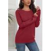 Zeagoo Fall Sweaters for Women 2025 Casual Crewneck Knit Long Sleeve Loose Pullover Sweater Outfits Tops(Wine Red)