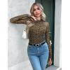 Zeagoo Long Sleeve Shirts for Women Floral Mesh Sheer Top Mock Neck Double Lined Fitted Going Out Blouses(An127)