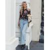 Zeagoo Long Sleeve Shirts for Women Floral Mesh Sheer Top Mock Neck Double Lined Fitted Going Out Blouses(Bf298)