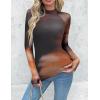 Zeagoo Long Sleeve Shirts for Women Floral Mesh Sheer Top Mock Neck Double Lined Fitted Going Out Blouses(Cx292)
