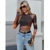 Zeagoo Long Sleeve Shirts for Women Floral Mesh Sheer Top Mock Neck Double Lined Fitted Going Out Blouses(Cx292)