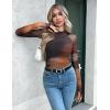 Zeagoo Long Sleeve Shirts for Women Floral Mesh Sheer Top Mock Neck Double Lined Fitted Going Out Blouses(Cx292)
