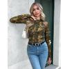 Zeagoo Long Sleeve Shirts for Women Floral Mesh Sheer Top Mock Neck Double Lined Fitted Going Out Blouses(Cx295)