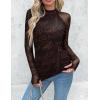 Zeagoo Long Sleeve Shirts for Women Floral Mesh Sheer Top Mock Neck Double Lined Fitted Going Out Blouses(Cx299)